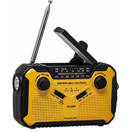 Радіо Kaito Voyager ECO з сонячною панеллю та ручним генератором, AM/FM/NOAA, LED-ліхтарик, USB-зарядка для телефону
