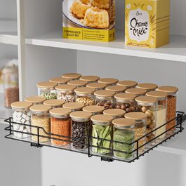 AIRUJIA Pull Out Spice Rack, 2-Tier Dish Cabinet Organizer, Spice Rack Cabinet, Spice Rack, Lift-up Sink Shelf, Spice Organizer for Kitchen, L26.4*W23.2*H23CM (L27*W32.2*H6CM - Single Layer)