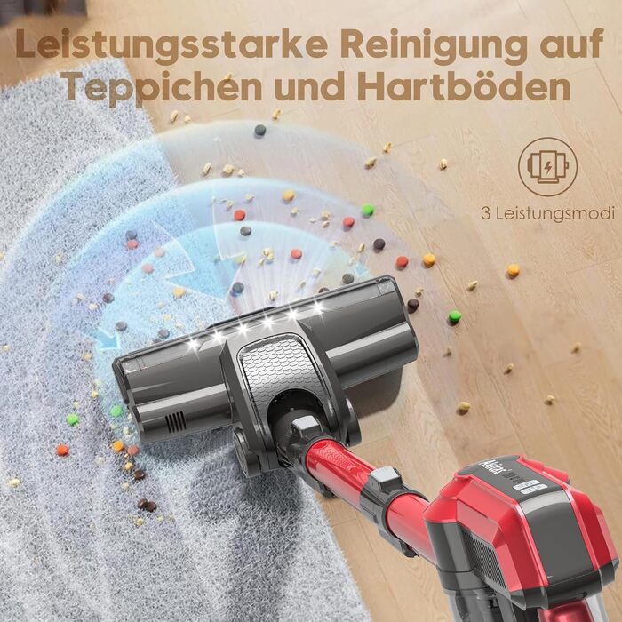 Бездротовий пилосос Akitas V10: 30V, 450W, до 50 хв роботи, 3 режими, для дому та тварин. Безщітковий двигун, Li-Ion акумулятор