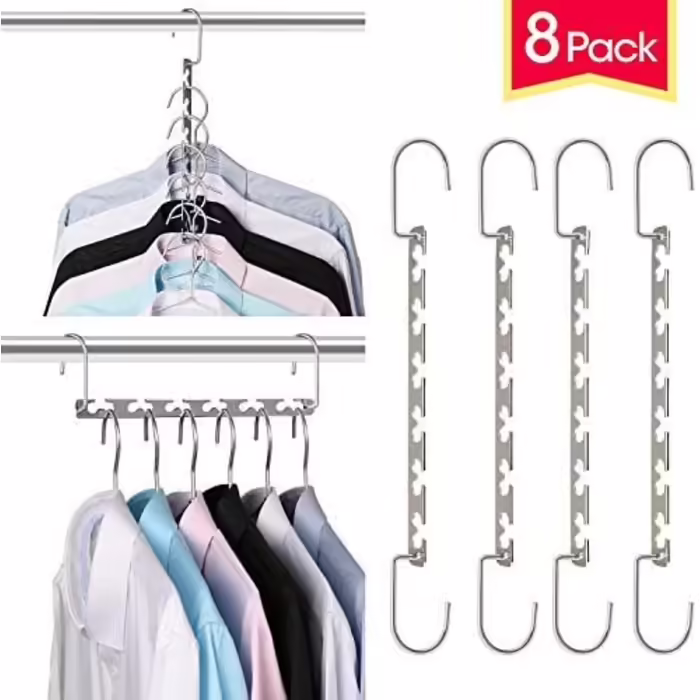 Giftol Space-Saving Metal Hangers, Metal Clothes Hangers, Magic Cascading, Clothes Organizer (8 Pieces)
