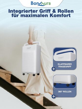 Електричний осушувач повітря BonAura® 10L з LED дисплеєм, таймером та авто-режимом - для підвалів та приміщень до 40м³ - допомога від плісняви