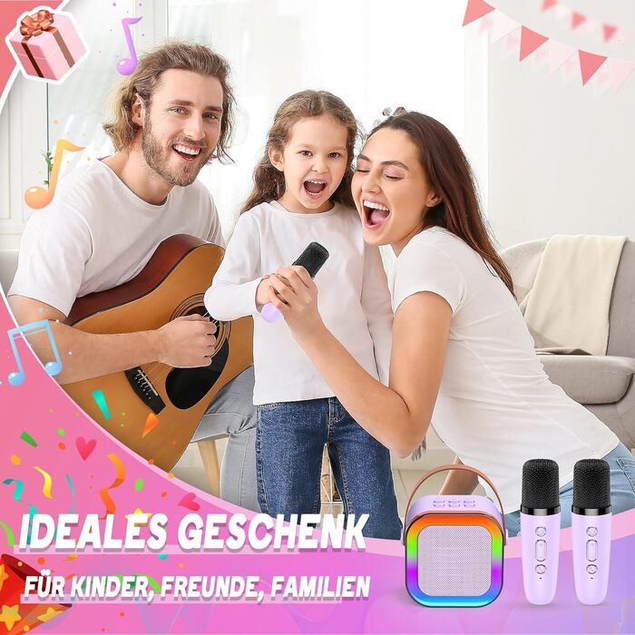 Караоке-мікрофон для дітей Dislocati 3-12 років з Bluetooth та LED-підсвіткою, фіолетовий. Портативна музична іграшка для вечірок