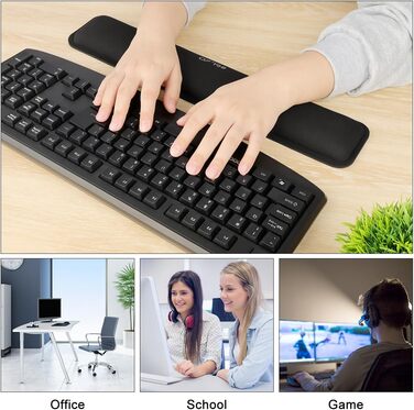Підставка для зап'ястя ELZO для клавіатури з Memory Foam - ергономічна, чорна | Захист від синдрому зап'ястного каналу