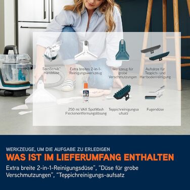 Vax SpotWash Max Pet Edition: потужний мийник для килимів та м'яких меблів з технологією SpinScrub, 2,8л XL-резервуар, глибоке очищення для дому та тварин