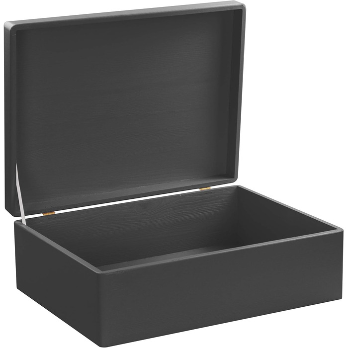 Large Wooden Box with Lid - All-Purpose Wooden Box - Storage Box | Toy Chest - Gift Packaging | Decorative Box for Crafts FSC® (approx. 40 x 30 x 14 cm | L, Black)