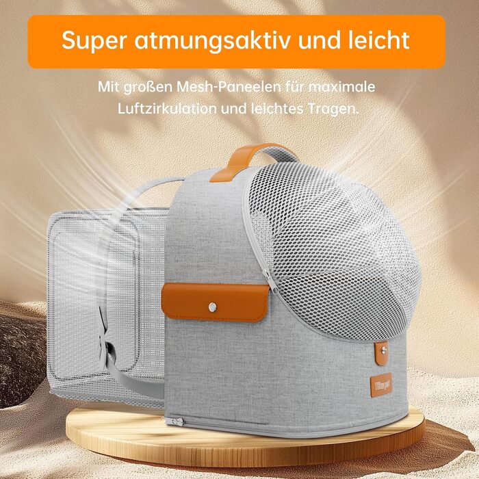 Розширюваний рюкзак для котів - рюкзак-переноска для тварин з дихаючою сіткою 4D, рюкзак для собак та котів до 12 кг (Сірий)