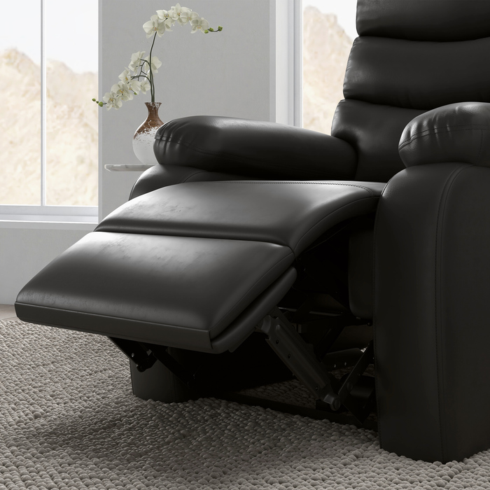 HOMCOM TV Recliner Chair with Reclining Function, 145° Recline, Footrest, Weight Capacity up to 125 kg, Foam, Faux Leather, W78 x D90 x H105 cm, Black | Aosom