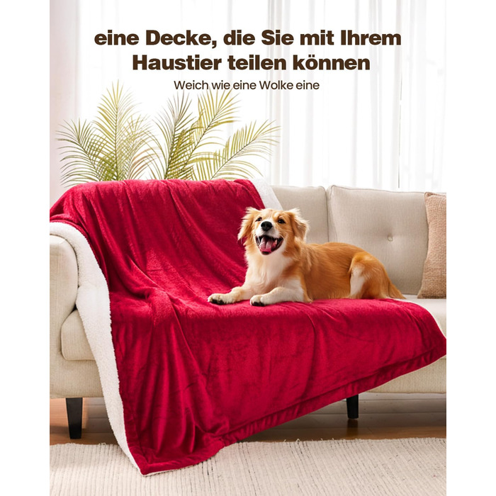 Електрична ковдра Yokimisu з автовимкненням 180x130 см, плюшева, з 6 рівнями нагріву, таймером, захистом від перегріву, пральна, для дому та офісу (червона)