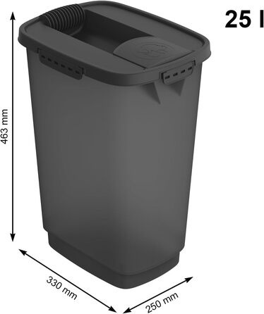 Контейнер для корму Rotho Cody 25л з кришкою та дозатором, пластик PP, BPA Free, 25л (33,0 x 25,0 x 46,3 см)