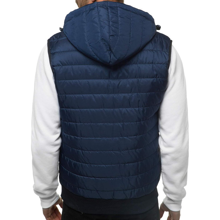 Чоловіча степкова жилетка OZONEEE з капюшоном, без рукавів, спортивна, для перехідного сезону, темно-синій (M)