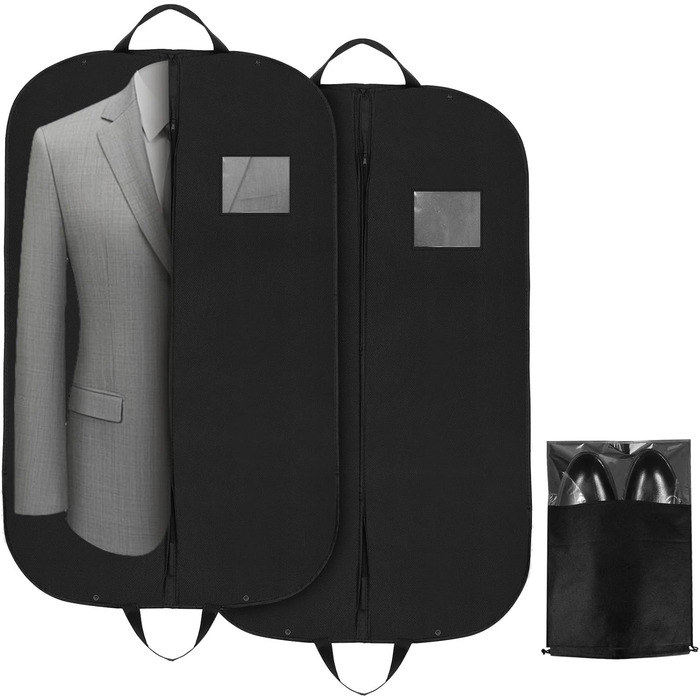 2 місткі мішки для одягу з відділенням для взуття, 120 x 60 см, мішок для одягу на блискавці, водо- та пилонепроникний, складні мішки для зберігання одягу, чохол для одягу, сорочок