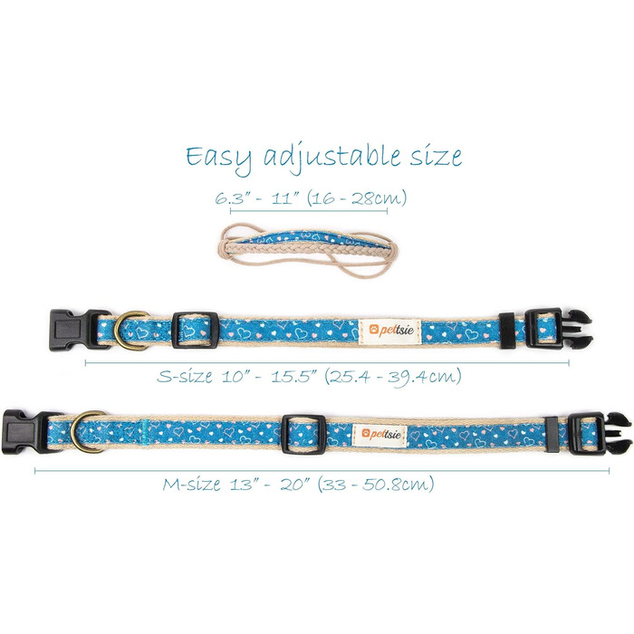 Pettsie Dog Bandana with Collar and Friendship Bracelet, Adjustable Sizes S, M, and L, Detachable Bandana Fabric, Attractive Packaging Included, Dog Lover, L, (M 33-50.8cm, Blue)