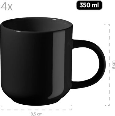 MÄSER 931961 Alenia Series, Dinner Set for 4 people in modern Scandinavian design, 16-piece combination service made of ceramic in black, stoneware