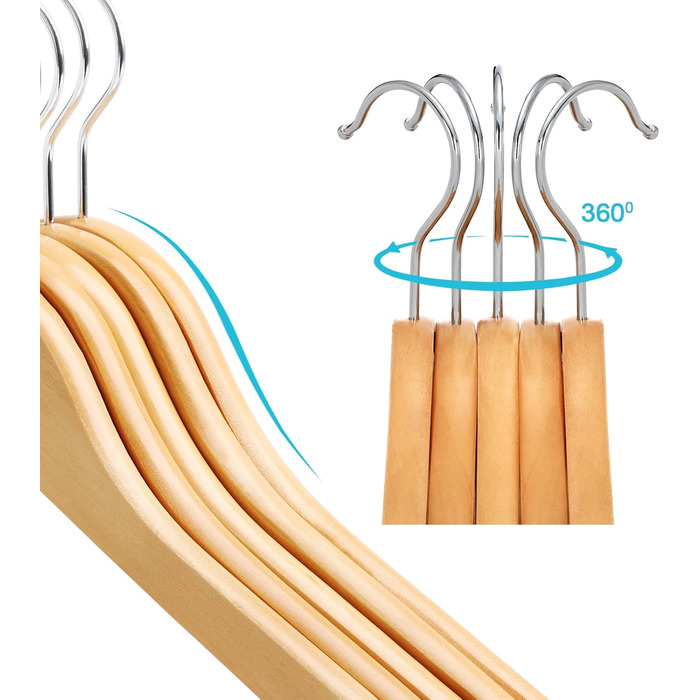 SONGMICS Children's Clothes Hangers, 20 Pack, Wood, Natural, 35 cm, 18