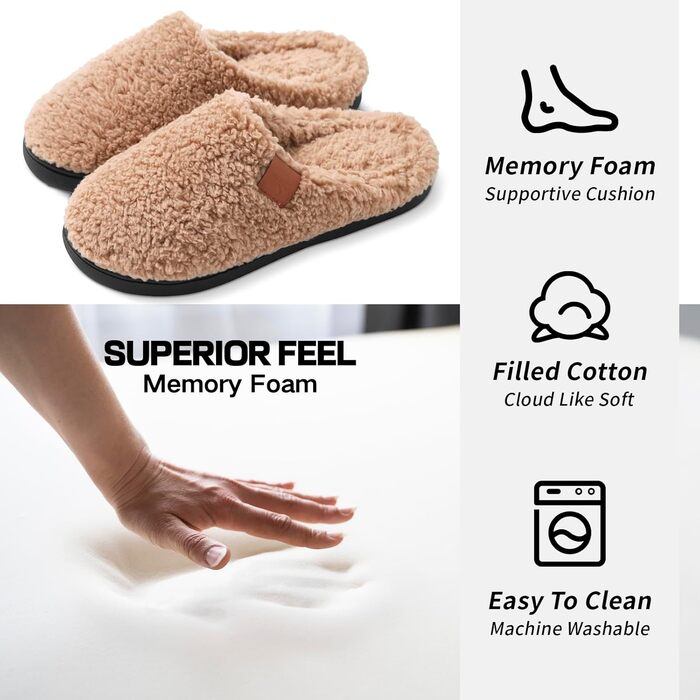 Зимові домашні тапочки для жінок та чоловіків, теплі, з ведмежого хутра, плюшеві, комфортні, з пам'яті ефекту, антиковзаючі, білі (44/45 EU, Коричневий)