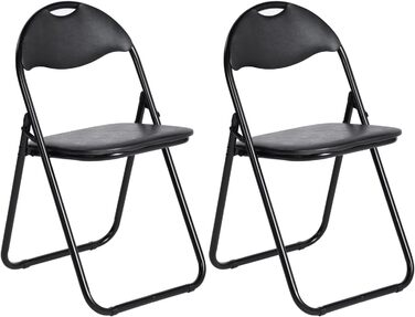 LuxNook Metal Folding Chair, 330 lbs Weight Capacity, 4-Piece Set with PVC Cushioning and Backrest. Comfortable Folding Chair for Guests, Kitchen, Camping (2pcs, Black)
