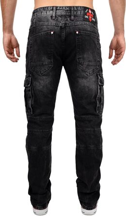 Чоловічі джинси Cipo & Baxx в стилі байкер – Regular Fit або Slim Fit | Чорний денім з потертостями, декоративними швами, блискавками та кишенями | Стильні повсякденні джинси з деніму (31W / 32L)