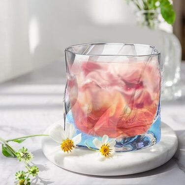 Набір склянок 6 шт. 200 мл - Набір склянок з кришталю, нерегулярної форми - склянки для віскі, кави, коктейлів, напоїв (6 кольорів)