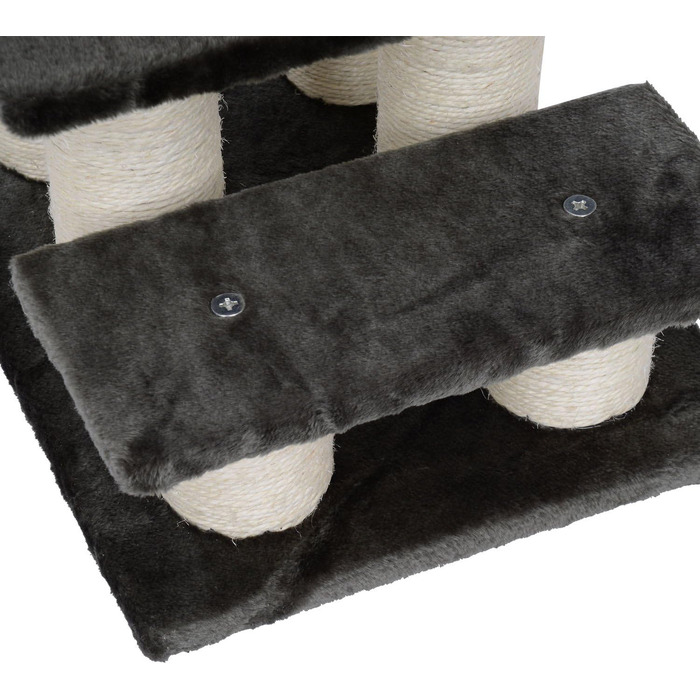 PawHut Pet Stairs 3-Step Cat Stairs Dog Stairs Stairs for Cats and Dogs Plush Dark Grey 45 x 35 x 34 cm
