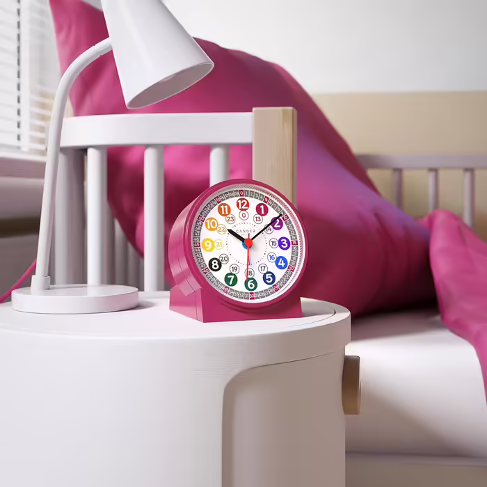 Cander Berlin MNU 1009 M Children's Alarm Clock, Silent/Soundless Alarm, Pink/Rose, Learning Clock, Children's Watch, Light, Snooze, Table Clock, Lighting, Quiet, Snooze Function