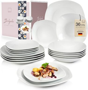 Набір сервірувальних тарілок Sänger Bilgola (2 шт.) – порцеляна, білий колір, 23 x 34 см. Підходять для м'яса, риби та закусок. PREMIUM COLLECTION. Можливе миття в посудомийній машині.