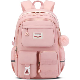 Рожевий шкільний рюкзак для дівчаток Tanou, 9-16 років, великий, водонепроникний, з брелоком