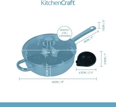 Каструля для приготування яєць-пашот KitchenCraft, антипригарна, з нержавіючої сталі, для 6 яєць, індукційна, 26 см, срібляста