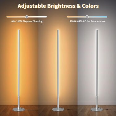 LED торшер Fortand з димуванням, пульт, 147 см. Сучасний торшер для вітальні та спальні. Регулювання кольору та яскравості 2700K-6500K