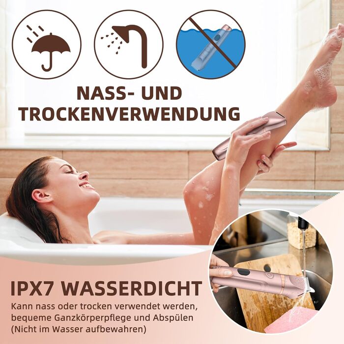 Електричний тример для бікіні Lady Shaver 3-в-1 для жінок: ноги, тіло, інтимна зона. Безпечний для чутливої шкіри. Rose Gold