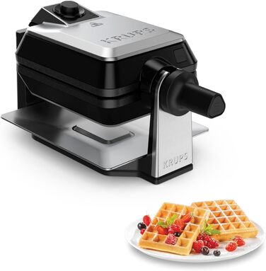 Вафельниця Krups FDD95D Professionelles: 1200W, 2 бельгійські вафлі, 7 рівнів підсмажування, чорний колір
