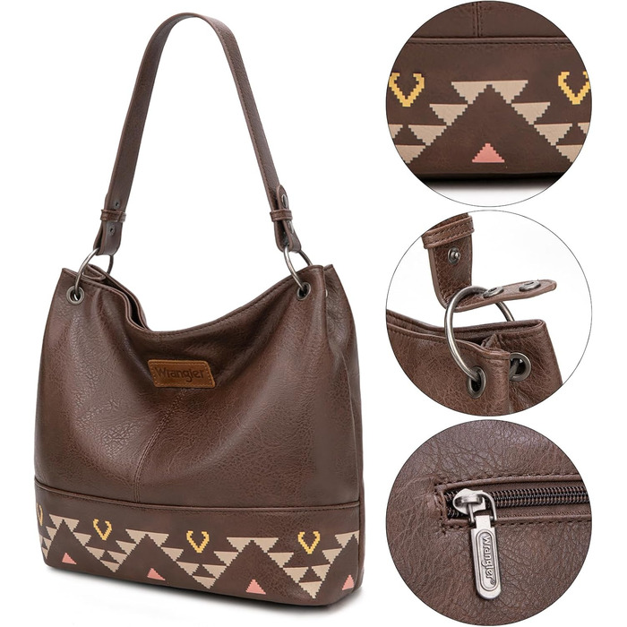 Сумка жіноча Wrangler Hobo з екошкіри, верхня ручка, кросбоді та сумка-тоут (Western Coffee)