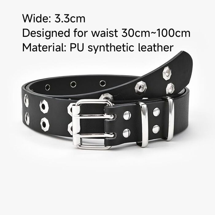 Жіночий шкіряний ремінь Punk стилю з пряжкою, чорний, з отворами у вигляді зірок, для джинсів та пальто