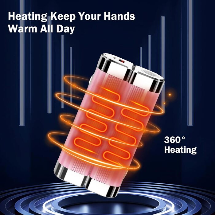 Електричний підігрівач для рук 2 шт., 10000mAh, портативний, 3 в 1, USB, з магнітом, 3 рівні нагріву, подарунок на зиму для жінок, чоловіків, сімей, кемпінгу, рожевий, універсальний розмір