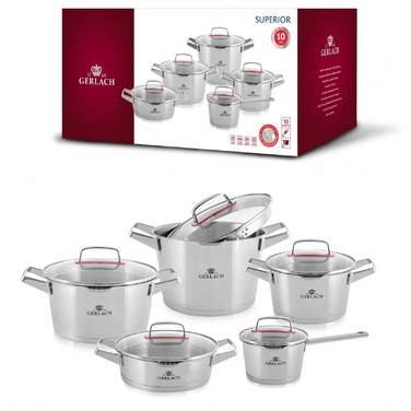 Набір каструль Gerlach Superior з нержавіючої сталі, 10 предметів