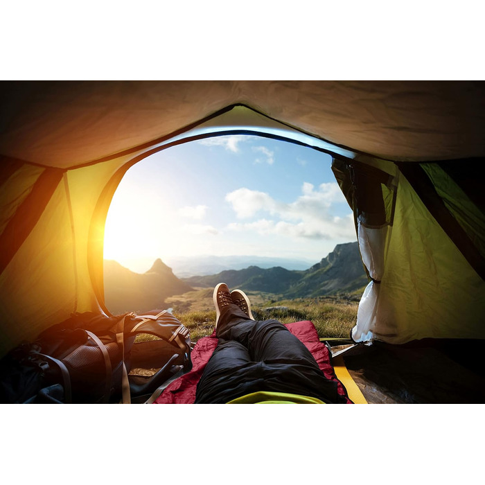 Montoza Sleeping Bag - Ultralight 170g blue red green - Silk and cotton inner liner - Lightweight, thin, warm travel sleeping bag