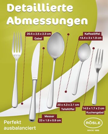 RÖSLE PASSION Cutlery Set for 12 People – 60-Piece Highly Polished Stainless Steel 18/10 Cutlery Set – Premium Dinnerware Set, Dishwasher Safe, in Elegant Gift Box 60-Piece Dinnerware Set