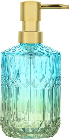 Скляний диспенсер для рідкого мила YunNasi - наповнюваний, для кухні, ванної кімнати, пральні (зелений, блакитно-зелений)