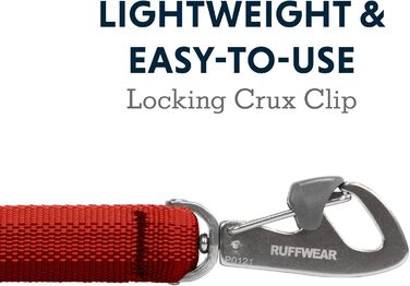 RUFFWEAR Front Lead, lightweight, 1.5 m, strong lead with padded handle and secure swivel Crux Clip, compact, flat Tubelok webbing, (Red Canyon, one size)
