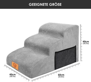 Сходинки для собак Zvonema - 3 сходинки, сірі, 60x40x40 см