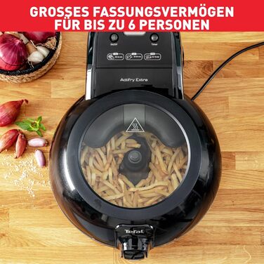 Tefal FZ7228 ActiFry Extra Hot Air Fryer | Air Fryer with Stirring Arm, No Shaking | 1550 W | 1.2 kg for 6 People | High Speed Airflow | Timer | Energy-saving | Healthy fryer without oil | Black