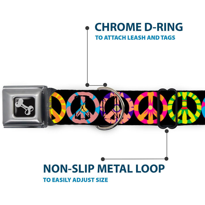 Нашийник для собак Buckle-Down Seatbelt Buckle, 2.5 см, універсальний, великий, багатокольоровий (DC-W31611-L)