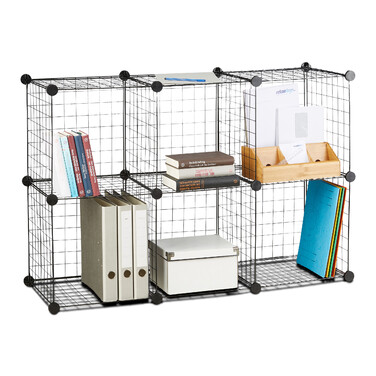 Relaxdays Wire Grid Shelf System with 6 Compartments