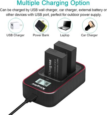 Зарядний пристрій Newmowa з LCD-дисплеєм Dual USB для Canon LP-E17 (EOS M3, M5, M6, 200D, 250D, 750D, 760D, 800D, Rebel T6i, T6s, 8000D, 9000D, Kiss X8i, Kiss X9, Rebel SL3)