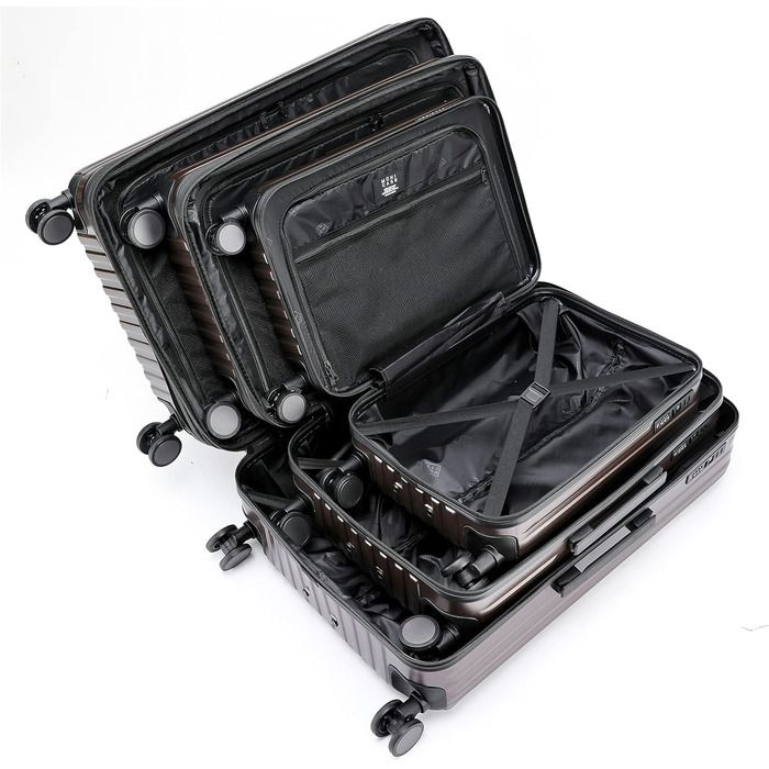 Валіза-набір 3шт з TSA-замком, розширювана, телескопічна ручка, жорсткий корпус (Кофе)