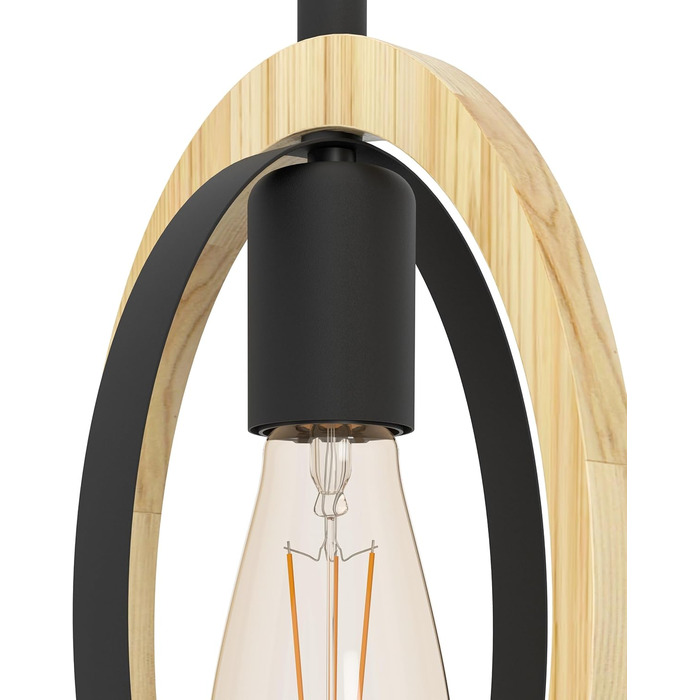 Торшер EGLO Basildon 1: дерев'яний торшер з абажуром, з вимикачем, E27, для вітальні, спальні, чорний, натуральний колір