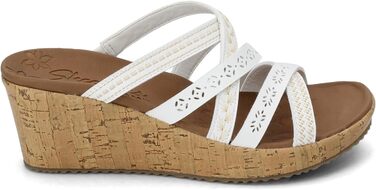 Босоніжки жіночі Skechers Beverlee Tiger Posse на танкетці, білі - 39 EU (широкі)