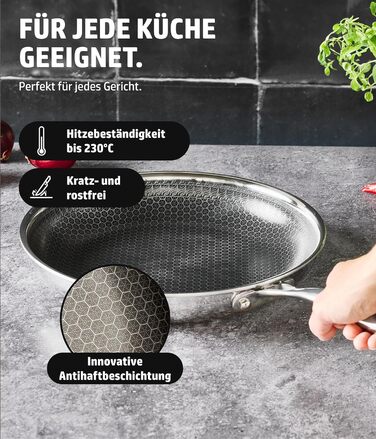 Сковорода HENSSELERS® 28 см - універсальна для всіх типів плит, антипригарне покриття, індукція, стійка до порізів та подряпин