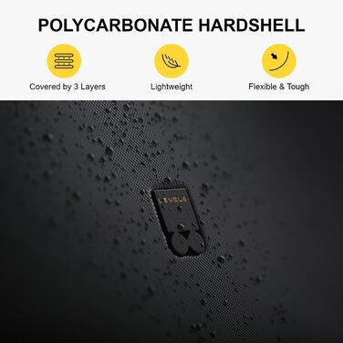 Чемодан-тележка LEVEL8, валіза на коліщатках, валіза з жорстким корпусом, 4 колеса, ручна валіза, TSA, 100% полікарбонат, мікро-діамантова текстура, великий (66см, 65л, чорний) A Schwarz M (66x44x26.5CM,65л)