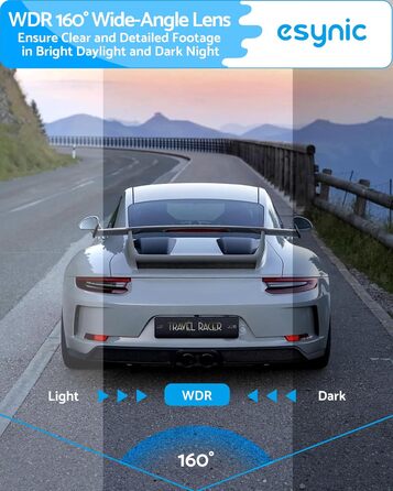 eSynic Міні відеореєстратор (Dashcam) Auto WiFi 1080P Full HD – 160° Широкий кут, Нічне бачення, G-сенсор, Паркувальний режим, Керування через App, WiFi, 32GB SD-карта в комплекті