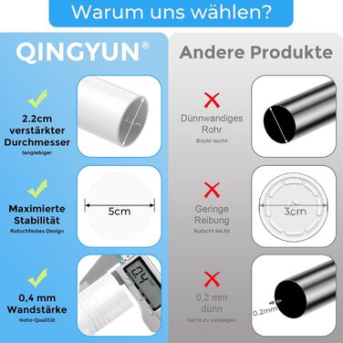 Штанга для карнизів AIZESI без свердління, 100-230 см, Ø 25 мм, телескопічна, для кріплення - регульована штанга для вікон, душу, балкону (білий, 81-158 см)